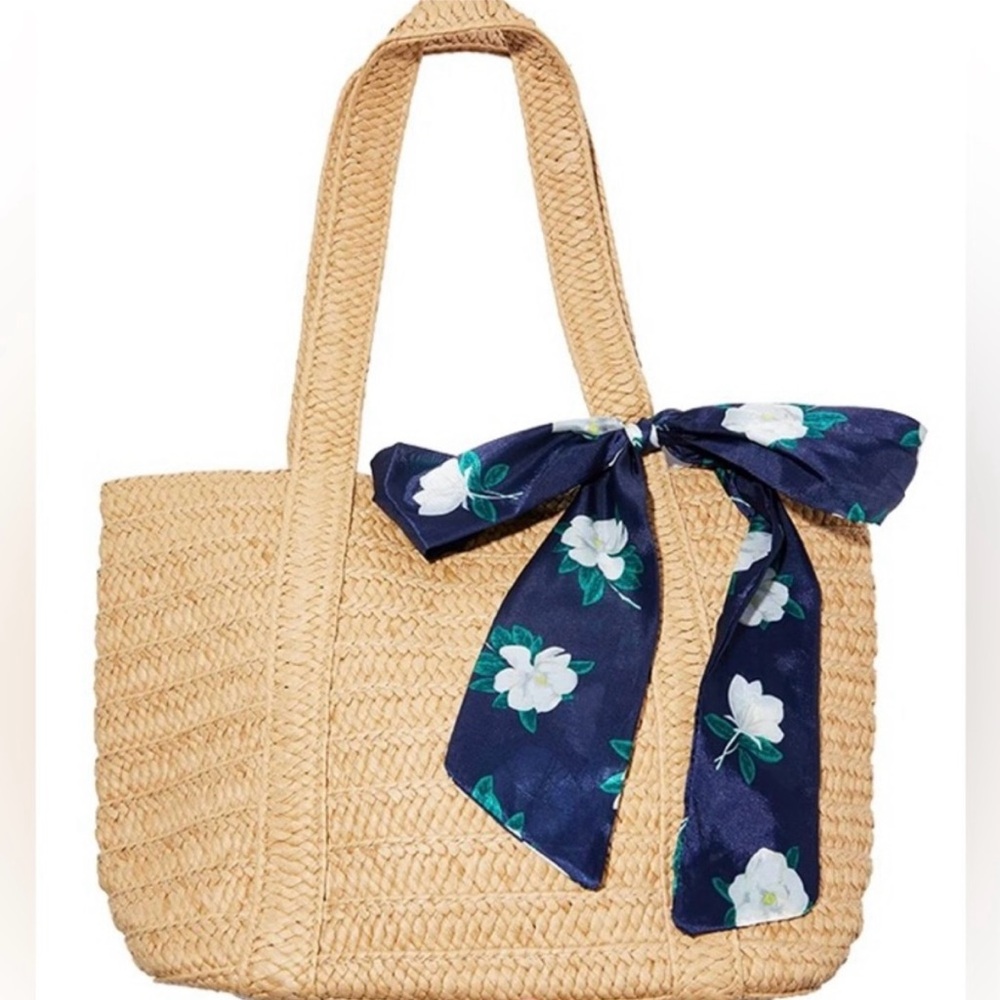 Draper James Straw Bag w/ Floral Scarf